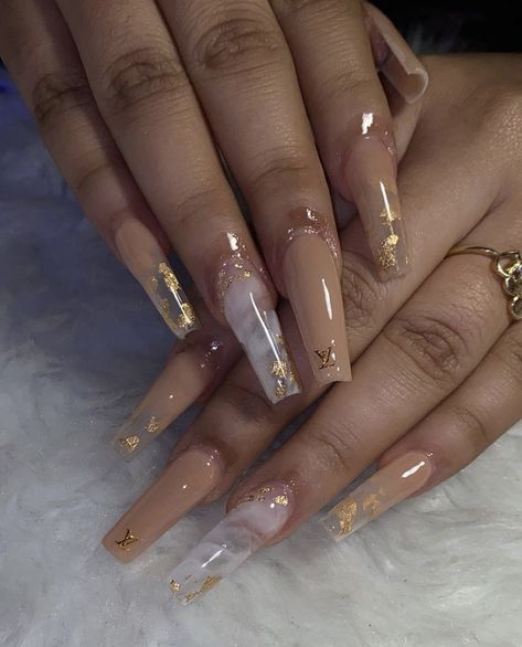 Nails Nail Ideas, Acrylics, Acrylic Nail Designs, Nail Inspo, Ombre Nails With Foil Flakes, Square Acrylic Nails, Acrylic Nails Coffin Short, Acrylic Nails Nude, Pink Acrylic Nails