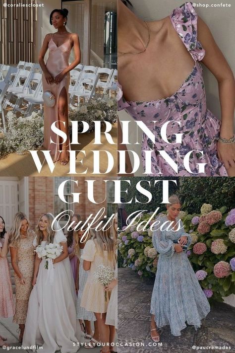 Searching for 2024 spring wedding guest outfit ideas? You’ll love this list of classy chic options whether you want a casual look, formal or semi-formal ensemble, or simple spring wedding guest dress. Get stylish outfits inspo for petite to plus size (& over 40 options too)! Outfits, Casual, Summer, Ideas, Wedding Dress, Spring Wedding Guest Attire, Wedding Guest Outfit Spring, Summer Wedding Attire Guest, Spring Wedding Guest Dresses