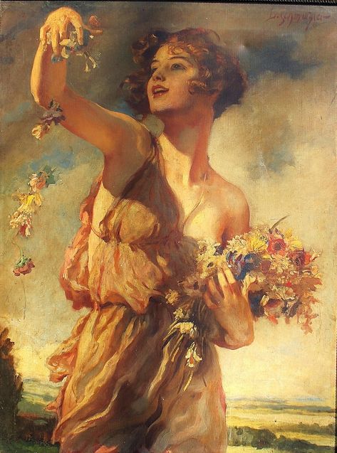 Leopold Schmutzler Lady With Flowers Flora, Draw, Statue, Portrait, Female Art, Ethereal Art, Ilustrasi, Pretty Art, Resim