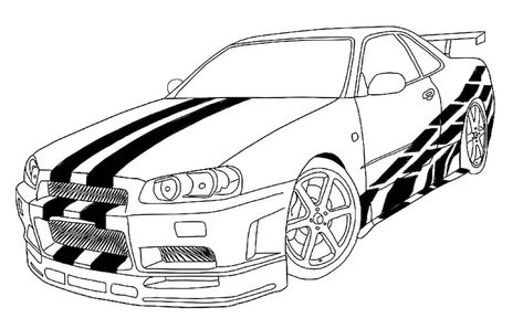 Gtr Drawing, Nisan Gtr, Paul Walker Car, Car Drawing Easy, Car Drawing Pencil, Skyline Drawing, Nissan Gtr R34, Skyline Gtr R34, Toyota Supra Mk4
