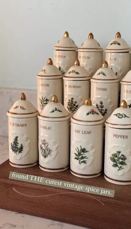 New kitchen addition - these CUTE vintage spice jars. They are the 1992 Lenox Spice Garden Collection and I’m linking them on eBay #LTKhome Décor, Vintage, Decoration, Dekorasyon, Lenox, Decor, Cuisine, Sweet Home, Deco