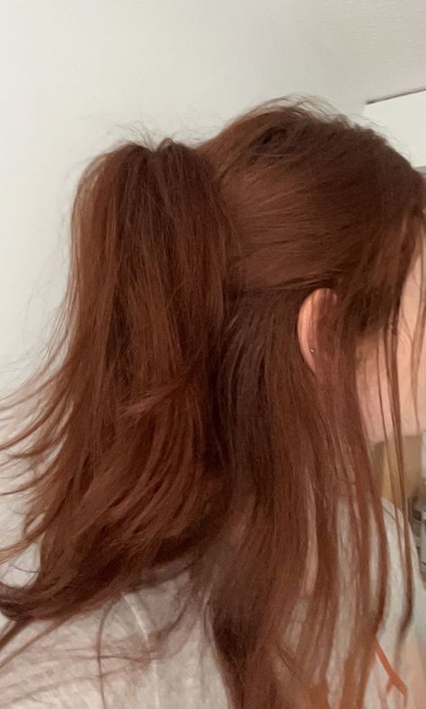 Korean fall hair color: orange brown Balayage, Red Hair, Red Hair Clips, Red Hair Inspo, Auburn Red Hair, Red Hair With Balayage, Dark Ginger Hair, Ginger Hair, Brown To Red Hair