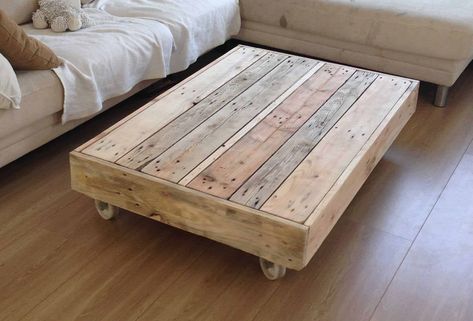 My first pallet creation of many to come...a coffee table with wheels.  #LivingRoom, #PalletTable, #RecyclingWoodPallets, #Wheels #PalletCoffeeTables Design, Diy Möbel, Arredamento, Inredning, Dekorasi Rumah, Bord, Pallet Furniture Office, Case, Furniture Projects