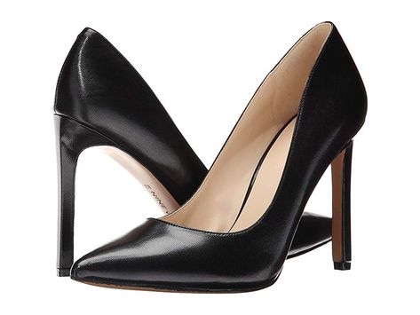 Nine West Tatiana Pump (Black Leather) High Heels. The posh Nine West Tatiana pumps are sure to get you noticed in all the right ways! Easy slip-on wear. Available in a variety of uppers. Pointed toe. Man-made lining. Lightly cushioned man-made footbed. Wrapped heel. Man-made sole. Imported. Measurements: Heel Height: 4 in Weight: 8 oz Product measurements were taken using size 9  width M. Please note that measurements may var #NineWest #Shoes #ClosedFootwear #over3inchheel #Black Pumps, Nine West Shoes, Pointed Toe Pumps, Nine West, High Heel Pumps, Pumps Heels, Leather Pumps, Shoes Heels, Black Pumps Heels