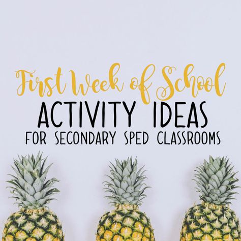 First week of school activity ideas for secondary sped classrooms. Ale, First Week Of School Ideas, High School, Middle School Special Education, Special Education Classroom, First Day Of School Activities, Special Education Resources, Schools First, High School Special Education