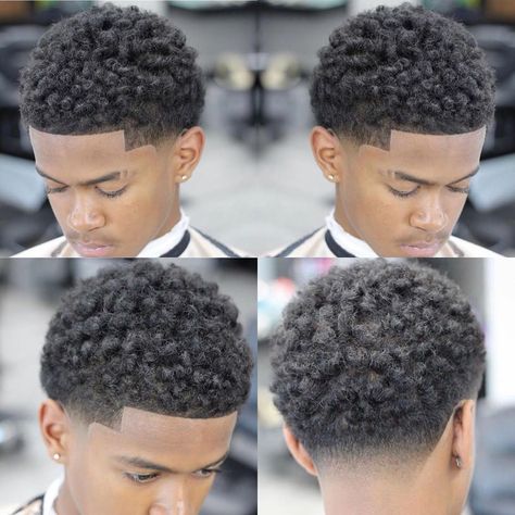 Image may contain: one or more people and closeup Black Boys Haircuts Fade, Black Boys Haircuts, Afro Hair Fade, Black Men Haircuts, Black Man Haircut Fade, Temp Fade Haircut, Mens Haircuts Fade, Fade Haircut Curly Hair, Black Fade Haircut