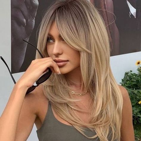 Here you will see  Fabulous Long Hairstyles With Fringe For Best Impression Long Layered Hair, Haircuts Straight Hair, Long Hair With Bangs, Haircuts For Long Hair, Medium Hair Styles, Straight Hairstyles, Hairstyles For Layered Hair, Hairstyles For Thin Hair, Long Blonde Hairstyles