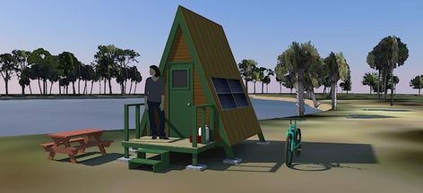 Tiny A-Frame Cabin Plans by Solarcabin Ideas, Diy, Sheds, Tiny Houses For Sale, Tiny House Talk, A Frame Cabin Plans, Off Grid Cabin, A Frame Cabin, A Frame Cabins