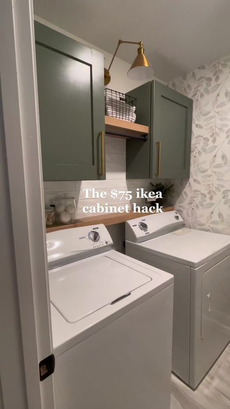Interior, Ikea, Small Laundry Room Makeover Top Loader, Laundry Closet Makeover, Closet Laundry Room Makeover, Laundry Room Storage Cabinet, Diy Laundry Room Cabinets, Ikea Laundry Room Cabinets, Small Laundry Room Makeover