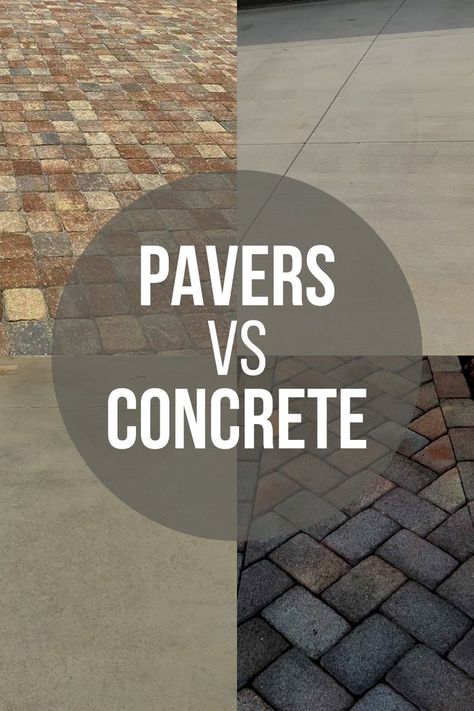The difference between pavers vs concrete Paver Walkway Diy, Brick Paver Driveway, Concrete Walkway, Concrete Paver Patio, Stamped Concrete Walkway, Paver Driveway, Pavers Backyard, Driveway Paving, Stamped Concrete Driveway