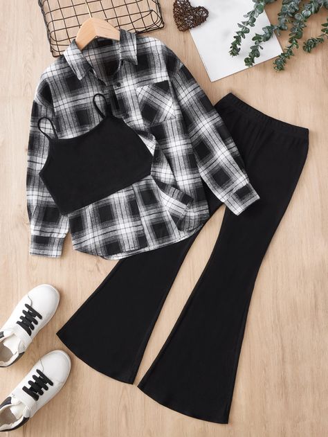 Casual, Outfits, Cami Tops, Cami Top Outfit, Matching Top And Bottom Outfit, Plaid Top Outfit, Cute Clothes For Women, Casual Preppy Outfits