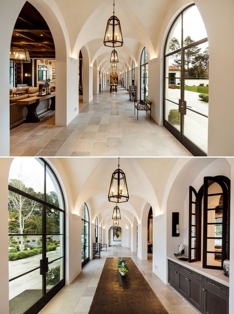 Arched Hallway Colonial, Architecture, Inspiration, Colonial Style Homes, Spanish Colonial Homes, Modern Spanish Style Homes Exterior, Modern Spanish House Exterior, Modern Spanish Style Homes, Modern Spanish House