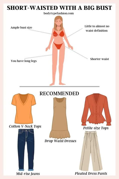 How to dress if you are short-waisted with a big bust Wardrobes, Silhouette, Summer, Ideas, York, Dressing, Korean Street Fashion, Larger Bust Outfits, Flattering Outfits