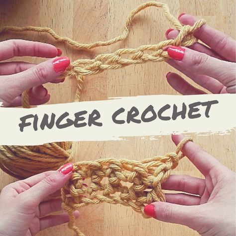 How to Finger Crochet for beginners. Free tutorial x Crochet Stitches, Diy, Crochet, Knitting Projects, Finger Knitting Projects, Finger Knitting, Crochet Stitches For Beginners, Knitting For Beginners, Crochet For Beginners