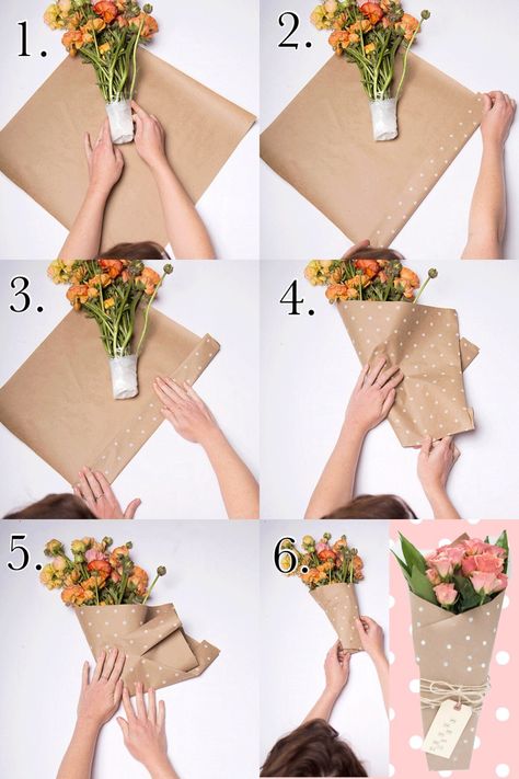 How to wrap a flower bouquet with craft paper Gifts, Diy, Diy Gift, Gift Bouquet, Diy Bouquet, Flower Gift, Manualidades, Dekoration, Diy Flowers