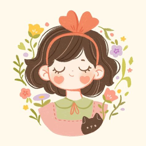 by nap.bunny art republished with artist’s... - Rei's blog Kawaii, Chibi, Girls Cartoon Art, Cute Drawings, Cute Cartoon, Cute Little Drawings, Cute Illustration, Cute Art, Kunst