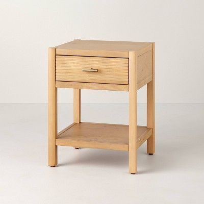 Grooved Wood Square Accent Side Table with Drawer - Natural - Hearth & Hand™ with Magnolia | Target Side Table With Drawer, Coffee Table With Drawers, Accent Side Table, Rectangle Side Table, Square Accent Tables, Black Side Table, Coffee Table Square, Side Table, Wooden Tables