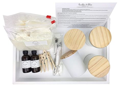 Amazon.com: Minimal & Modern DIY Coconut Wax Blend Candlemaking Kit by Banter & Bliss Candle Co. - Makes Four 7 oz. Candles - Make More Kit (32 pieces): Handmade Candles, Diy, Candle Making Kit, Candle Making, Candlemaking, Candle Kits, Coconut Wax Candles, Soy Candles, Handmade Candles