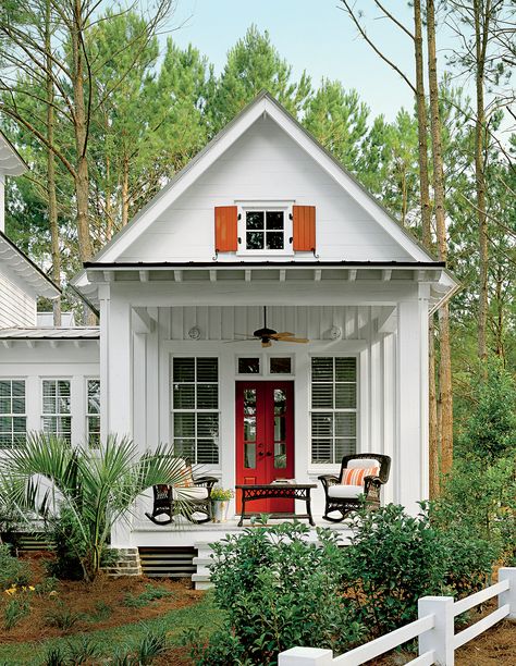 Love this extended porch and the red door!  2016 Best-Selling House Plans Interior, Kos, Ideas, Design, Minis, Haus, House, Hut, Dekorasi Rumah