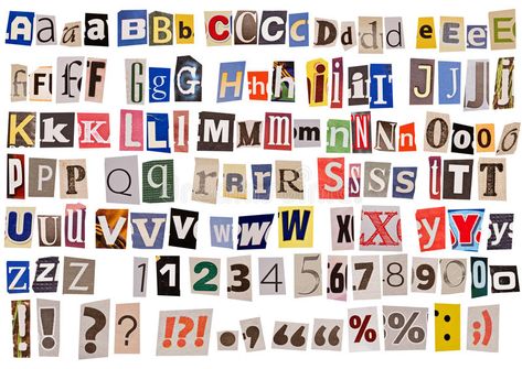 Newspaper alphabet isolated. On white , #Aff, #alphabet, #Newspaper, #white, #isolated #ad Alphabet, Lettering Alphabet, Lettering, Journal, Newspaper, Tekenen, Grafik, Stickers, Poster