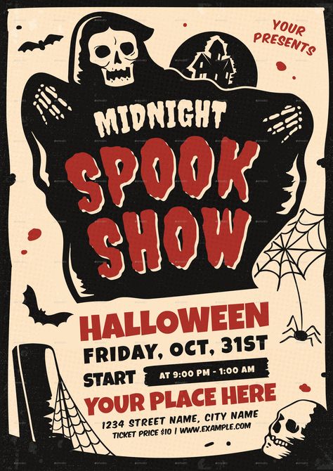 Halloween Event Poster, Retro Halloween Party, Vintage Halloween Posters, Flyers Ideas, Halloween Party Banner, Haloween Party, Hallowen Party, Halloween Logo, Vintage Halloween Party