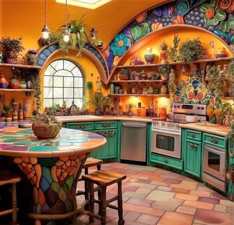 The Hippie Home ☮️🕉❤️ on Tumblr Boho, Decoration, Home, Hippie Kitchen, Boho Kitchen, Colourful Living Room Decor, Funky Kitchen, Home Decor Kitchen, Colorful Apartment