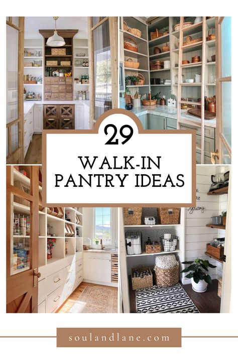Create a stylish and organized kitchen with these walk-in pantry ideas designed to maximize your storage space! From chic shelving solutions to clever organization ideas, explore ideas and inspirations on how to transform your pantry into a functional and visually appealing space. Design, Decoration, Desserts, Home Décor, Interior, Inspiration, Kitchen Organization Pantry, Small Pantry Organization, Large Pantry Ideas