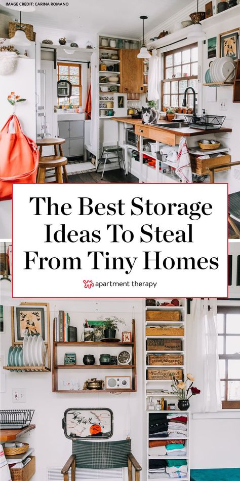 Are you wasting space and not realizing it? Here are the best storage ideas to steal from tiny home dwellers. #tinyhomes #smallspaces #storagehacks #storage #storageideas #organizingideas Ideas, Home, Storage Ideas, Storage, Tiny House, Best, Steal, Inspo, Space