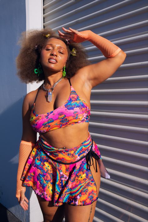 Browse our wide range of sustainably and ethically-made rave outfits ✨ Find inspiration for your next festival outfit with Freedom Rave Wear 🌸 Rave Outfit Midsize, Plus Rave Outfits, Curvy Rave Outfits, Rave Outfits Curvy, Plus Size Rave Outfits, Rave Cowgirl, Bonaroo Outfit, Edm Rave Outfits, Rave Outfits Plus Size