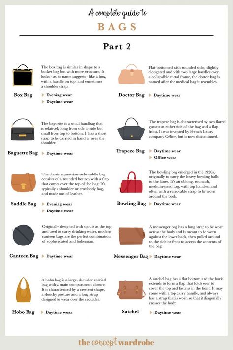 A Complete Guide to Bags | the concept wardrobe Bags, Purses And Bags, Barrel Bag, Large Leather Bag, Types Of Bag, Bag Names, Perfect Bag, Bag, Bag Lady