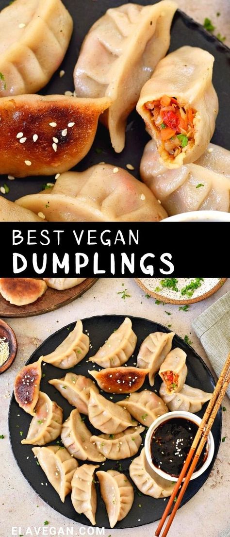 Vegan Foods, Snacks, Dumpling, Healthy Recipes, Sandwiches, Vegetarian Dumpling, Vegan Dumpling Recipe, Veggie Dumplings Recipe, Vegan Dumplings