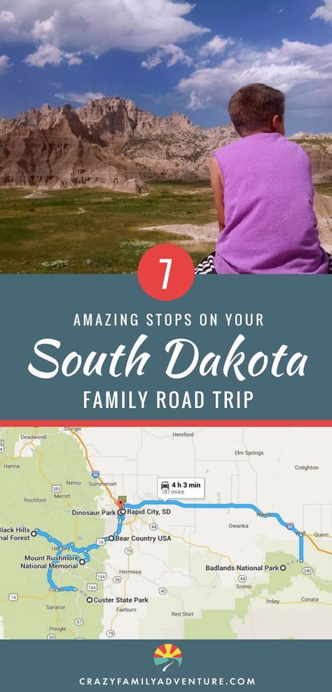A South Dakota family road trip is a classic USA travel experience! From the beautiful scenery and great hikes at Badlands National Park and the Black Hills, to a stop at the epic Mount Rushmore, this is a bucketlist trip! Whether you are just driving through on I90 or your final destination is South Dakota, this #itinerary covers all the must-see sights to make this a #family vacation to remember! #thingstodo #roadtrip #Ideas Las Vegas, Wanderlust, Vacation Ideas, Angeles, Snorkelling, Black Hills South Dakota, South Dakota Road Trip, South Dakota Vacation, Badlands National Park