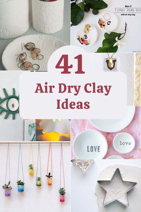 41 of the best air dry clay ideas. You will want to make beautiful and fun things for your home or as gifts—something for adults and kids. All free step-by-step tutorials visit the site to see them all. Fimo, Clay Crafts Air Dry, Air Dry Clay Projects, Diy Air Dry Clay, Dry Clay, Homemade Clay, Clay Diy Projects, Clay Projects For Kids, Clay Crafts For Kids