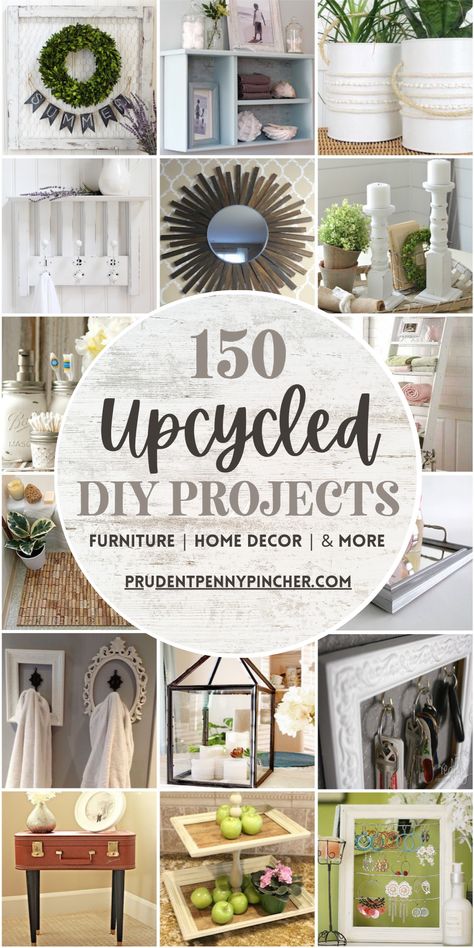 Transform everyday items like picture frames and old jars into upcycled DIY home decor and repurposed furniture with these cheap and easy DIY projects. These upcycled crafts will turn your junk into unique decorations for your home. Upcycling, Diy Interior, Upcycled Home Decor, Diy, Upcycled Crafts, Repurposed Furniture Diy, Upcycle Home Decor, Upcycled Furniture Diy, Diy Repurposed Items