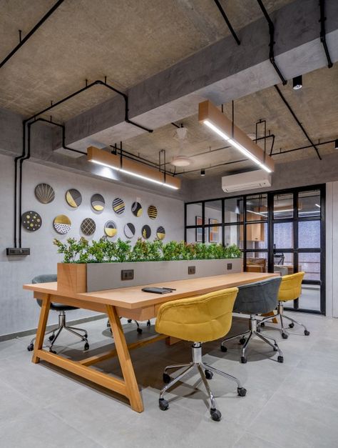 A workplace that reveals an Unconventional Finesse with Industrial Design | Space Theory - The Architects Diary Studio, Interior, Office Workstations Design Interiors, Office Design Concepts, Architect Office Design, Industrial Office Design Workspaces, Architect Office Interior, Modern Office Design Workspaces, Startup Office Design