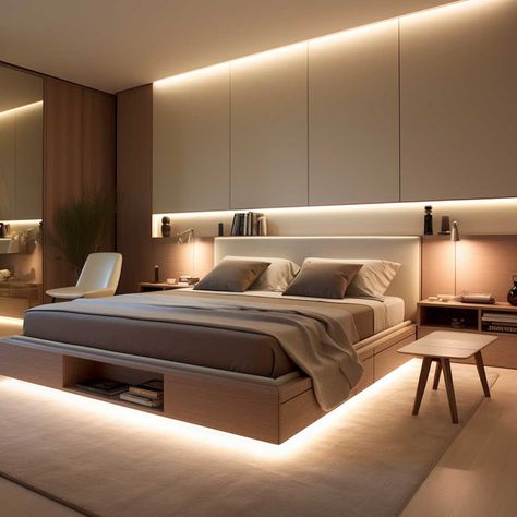 Brighten Your Space with Small Bedroom LED Panel Design • 333+ Images • [ArtFacade] Interior, Bedroom Décor, Home Décor, Bedroom Lighting Design, Bedroom Ceiling Design, Bedroom Ceiling, Bedroom Decor, Bedroom Interior, Modern Bedroom Decor