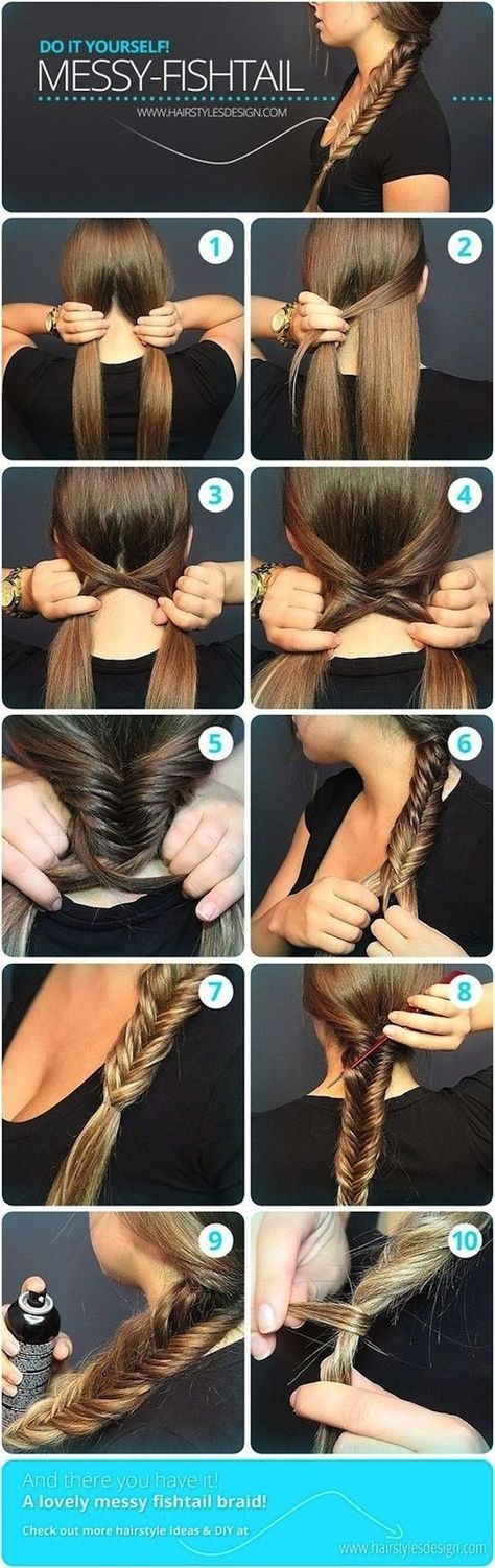Messy Plaits, Braided Hairstyles, Braids Step By Step, Messy Fishtail Braids, Braid Tutorial, Easy Braids, Messy Braids, Fish Tail Braid Tutorial, Easy Hairstyles For Long Hair