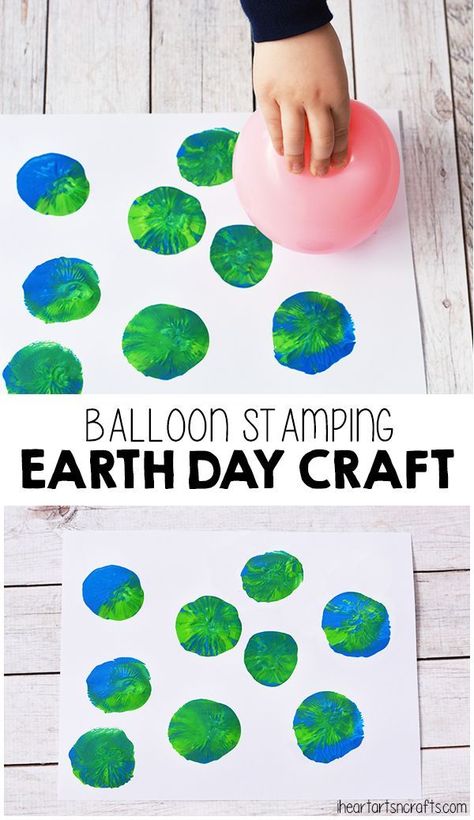 Balloon Stamping Earth Day Craft For Kids. Simple Earth Day activity for toddlers or preschoolers. Pre K, Activities For Kids, Earth Day Activities, Earth Day Projects, Earth Day Crafts, Preschool Activities, Earth Craft, Earth Day, Activities