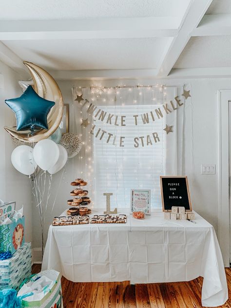 Baby Shower Themes, Baby Shower Decorations, Baby Shower Parties, Baby Gender Reveal Party, Baby Shower Gender Reveal, Baby Shower Theme, Baby Shower Brunch, Star Baby Shower Theme, Moon Baby Shower Theme