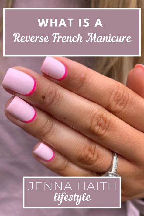 Design, Types Of Nail Polish, Reverse Manicure, Reverse French Manicure, Reverse French Nails, Types Of Nails, French Manicure Designs, French Manicure Short Nails, French Tip Nails
