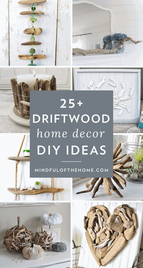 Want some cheap and easy driftwood projects? These driftwood DIY crafts and ideas are perfect for coastal home decor lovers and a budget-friendly way to decorate with nature. #DIY #driftwood #homedecor #coastal #nautical #mindfulofthehome #naturedecor #coastaldecor #onabudget Driftwood Projects, Diy Home Décor, Diy, Driftwood Diy, Driftwood Crafts, Driftwood Decor, Driftwood Centerpiece, Driftwood Wall Art, Driftwood Art Diy
