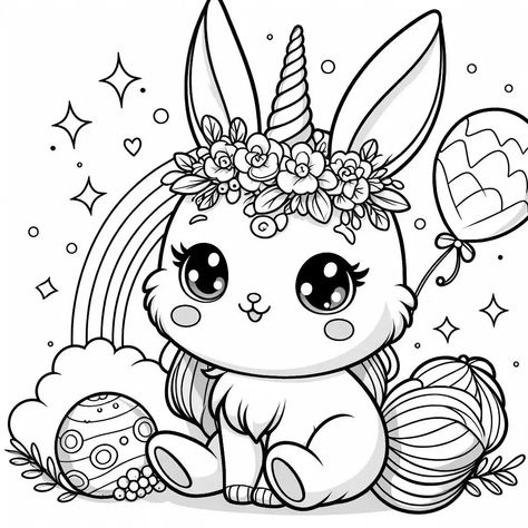 Cute Rabbit Coloring Pages-6 Colouring Pages, Bunny, Bunny Coloring Pages, Animal Coloring Pages, Unicorn Coloring Pages, Rabbit Colors, Cute Unicorn, Coloring Pages For Kids, Cute Bunny