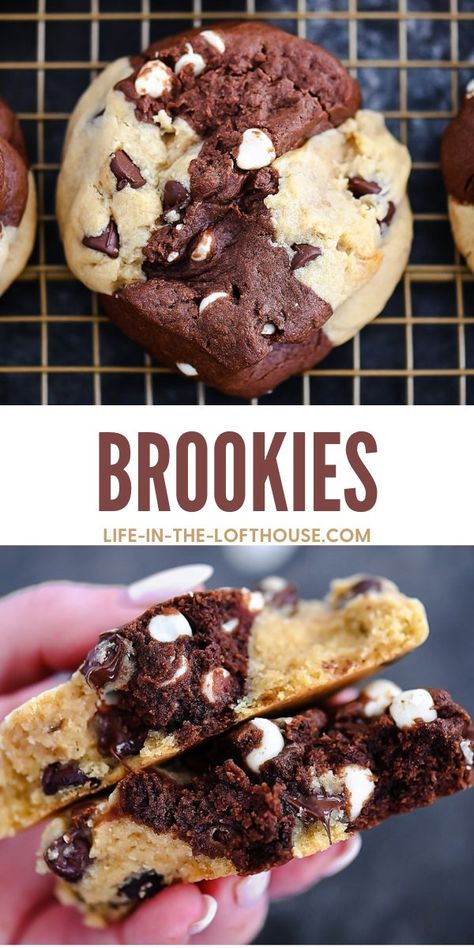 Brownies, Biscuits, Dessert, Cake, Brookies, Brookies Cookies, Brookies Recipe, Just Desserts, Chip Cookies
