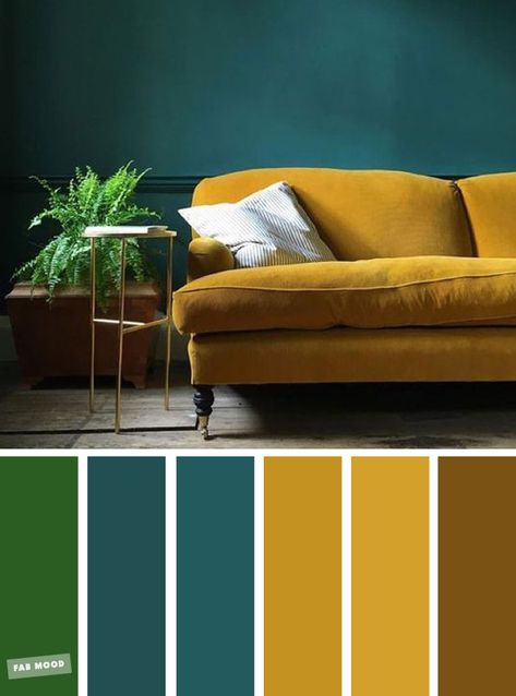 Green   Mustard   Teal – The Best Living Room Color Schemes #livingroom #colors #mustardyellow Interior, Design, Home Décor, Wall Colours, Wall Colors, Colorful Interiors, Room Color Schemes, Living Room Color Schemes, Bedroom Colors