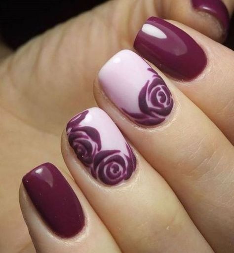 Burgundy nails – rich manicure color for every season of the year # #nail #nails #background #wallpaper #zicxi Nail Art Designs, Nail Designs, Spring Nail Art, Floral Nail Designs, Floral Nail Art, Short Nail Designs, Trendy Nails, Uñas, Uñas Decoradas