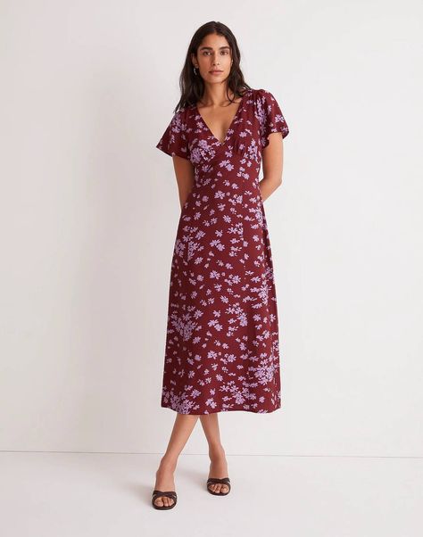 All the Best Finds From Madewell's New Fall Collection | Who What Wear Flare Dress, Outfits, Wrap Dress Floral, Flutter Sleeve Dress, Midi Dress With Sleeves, Womens Midi Dresses, Midi Dress, Midi Dress Casual, V Neck Midi Dress