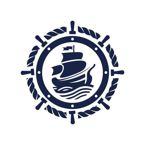 Ship and vintage ship wheel logo design icon vector Vintage, Logos, Ship Logo, Nautical Logo, Wheel Logo, Marines Logo, Ship Vector, Flag Vector, Logo Desing