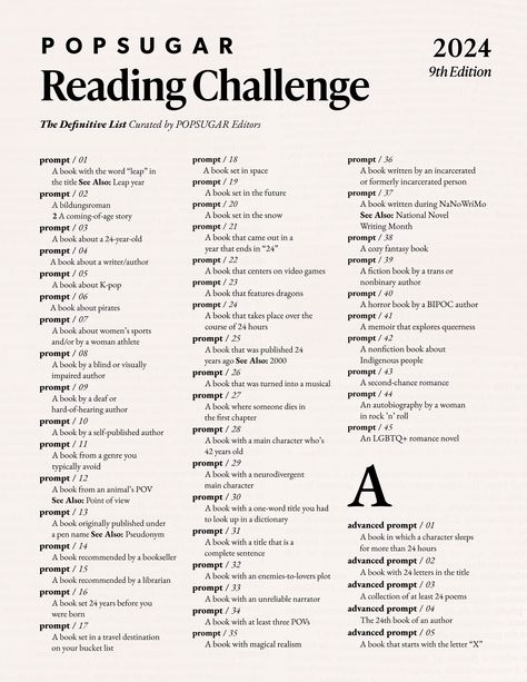 Take the POPSUGAR Reading Challenge 2024 | POPSUGAR Entertainment Reading, Reading Lists, Popsugar, Reading List Challenge, 100 Book Challenge, Reading Challenge, Book Challenge, Book Club Books, Reading Bingo