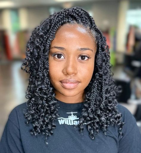 Black Shoulder Length Braids with Curls on Ends Happiness, Braided Hairstyles, Crochet Braids, Box Braids, Twist Cornrows, Braided Cornrow Hairstyles, Box Braids Hairstyles For Black Women, Braided Hairstyles For Black Women, Shoulder Length Box Braids Curly Ends