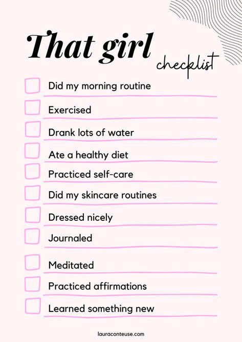 a list of that girl checklist Fitness, Motivation, Self Care Activities, Self Care, Self Improvement Tips, Self Improvement, Self Confidence Tips, Best Self, Self Care Bullet Journal